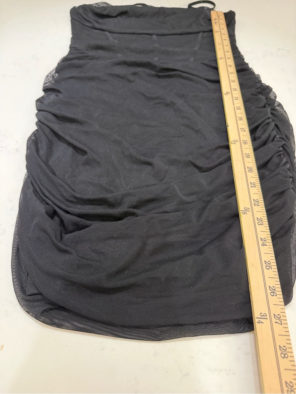SHEIN Black Ruched Mesh Midi Skirt - Picture 11 of 12